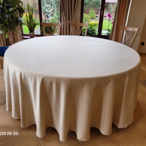 Fata de masa rotunda - brocard premium - BEJ - model UNI- Pachet 10 bucati