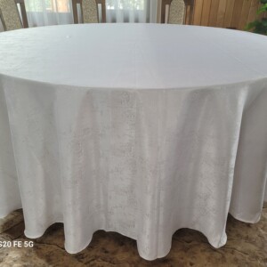 Fata de masa rotunda - brocard premium - alb nisip 001