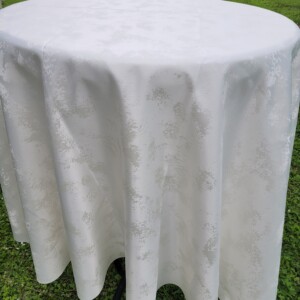 Fata de masa rotunda - brocard premium - alb norisori - Pachet 10 bucati